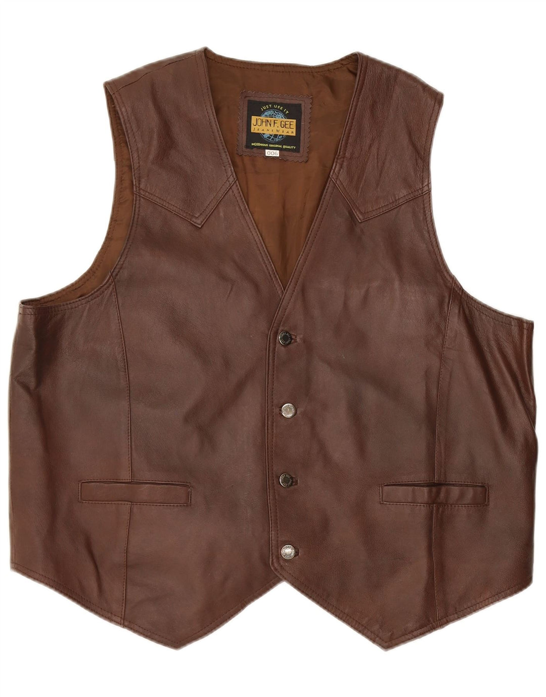 John F Gee Herren Lederweste XL Braun