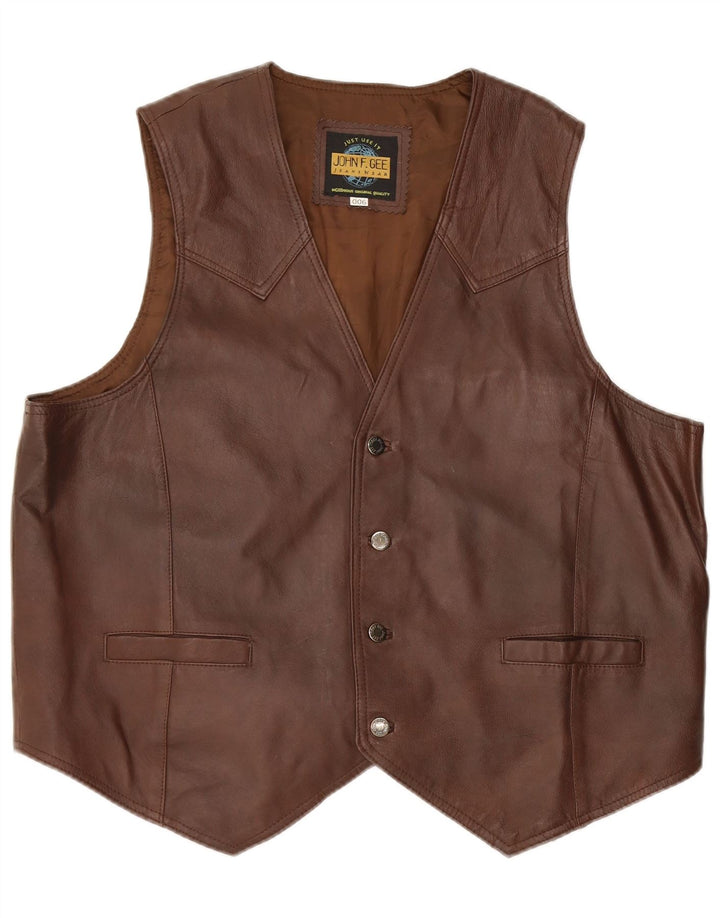 John F Gee Herren Lederweste XL Braun