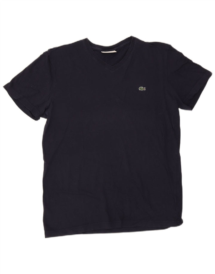 Lacoste Herren-T-Shirt mit normaler Passform, mittelmarineblaue Baumwolle