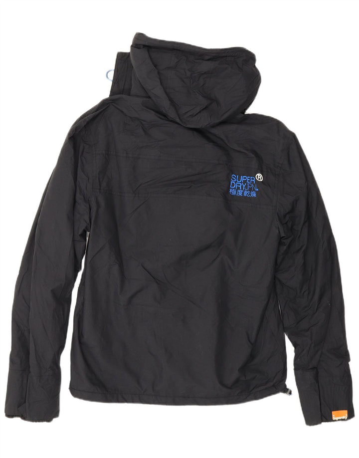 SUPERDRY Damen Windcheater Kapuzen-Windjacke UK 14 Medium Schwarz