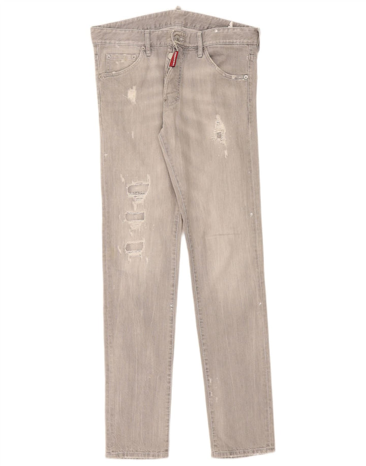Dsquared2 Damen Distressed Slim Jeans IT 50 XL W36 L35 Graue Baumwolle