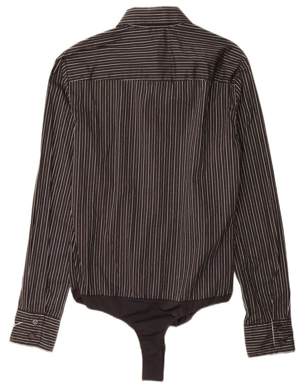 Iceberg Langarm-Shirt-Body für Damen IT 46 Large Schwarzer Nadelstreifen