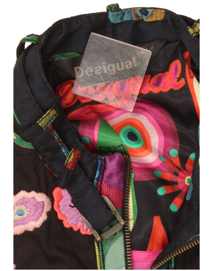 Desigual Womens Abstract Pattern Crop Bomberjacke EU 46 XL Mehrfarbig