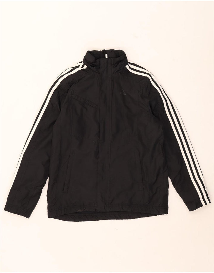 Adidas Jungen-Windbreakerjacke mit Kapuze, 13–14 Jahre, schwarzes Polyester