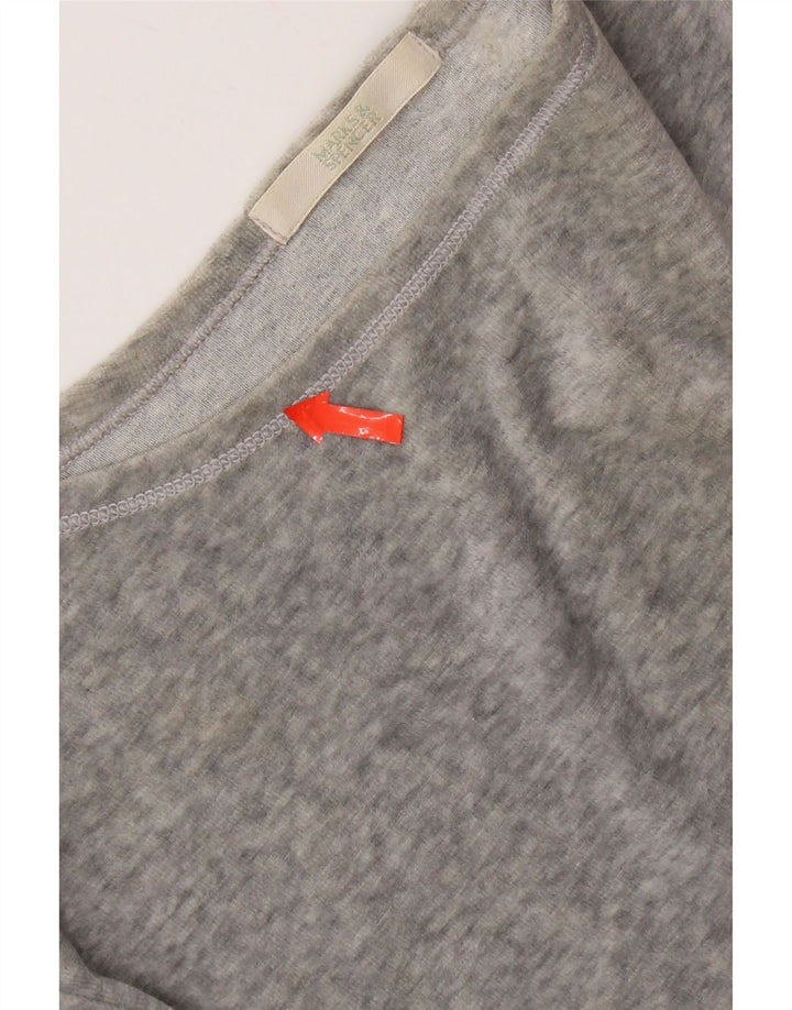 Marks & Spencer Damen Top Langarm UK 14 Large Grau Polyester