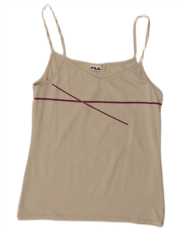 Fila Damen Crop Cami Top UK 14 Large Beige Polyamid