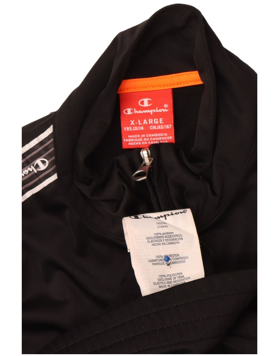 Champion Mädchen-Trainingsanzugoberteil mit Grafik, 13–14 Jahre, XL, schwarzes Polyester