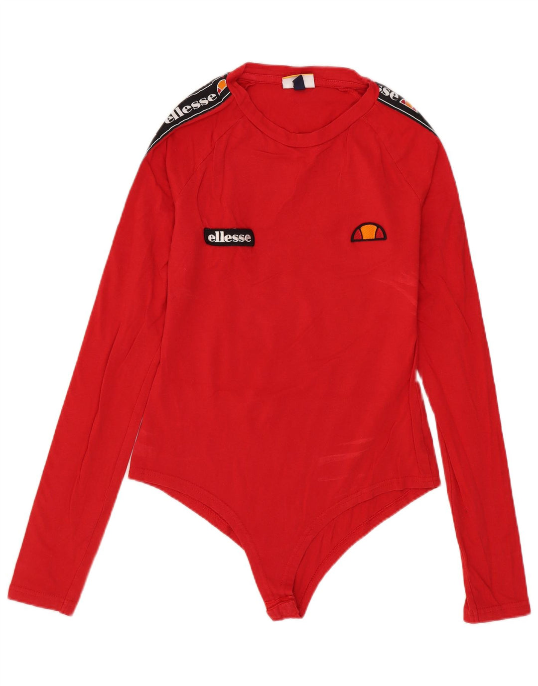 Ellesse Womens Graphic Bodysuit UK 10 Small Rot Colourblock Baumwolle