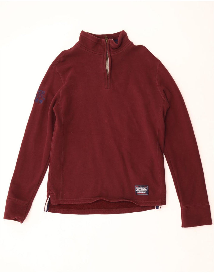 Superdry Herren-Sweatshirt mit grafischem Reißverschluss und Rundhalsausschnitt, Größe L, Kastanienbraun, Baumwolle