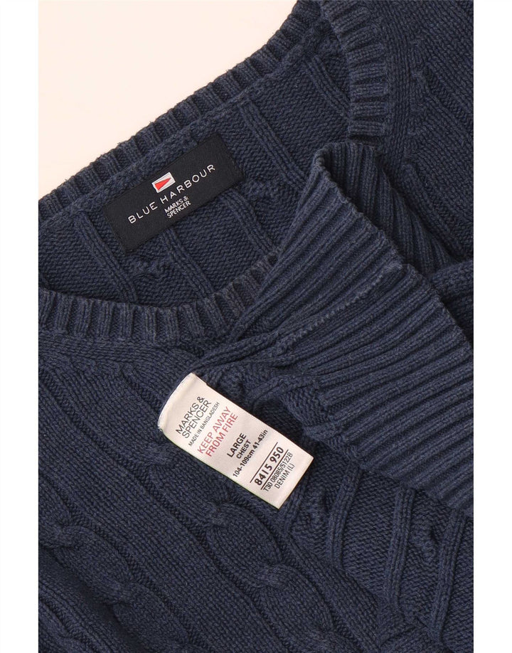 Marks & Spencer Herren Blue Harbour Pullover mit Rundhalsausschnitt, Größe L, Marineblau