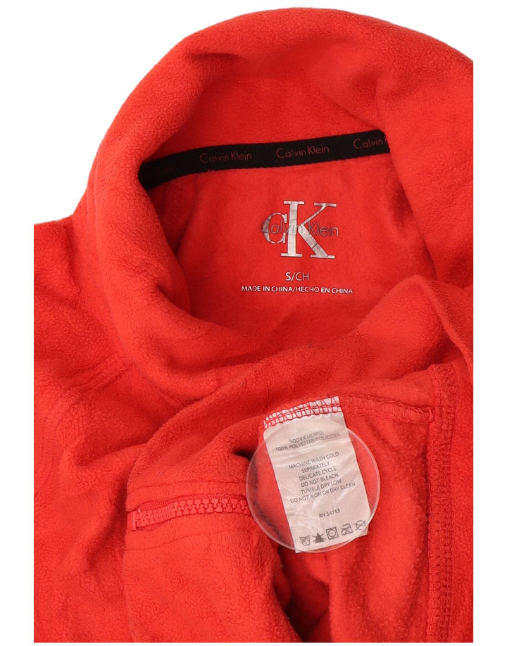 CALVIN KLEIN Damen Graphic Fleecejacke UK 10 Small Orange Polyester
