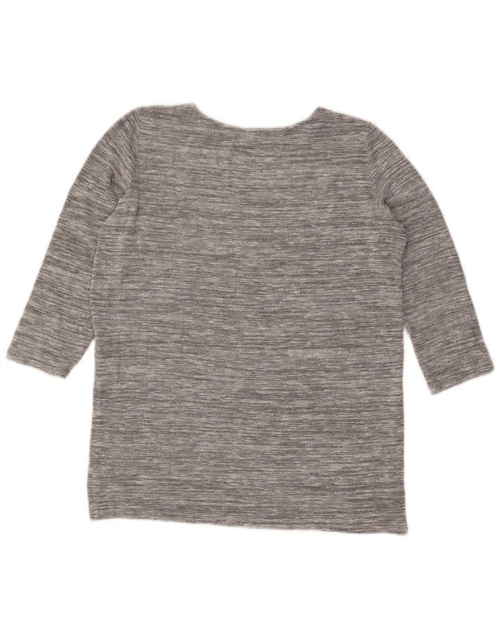 Marks & Spencer Damen-Top, 3/4-Ärmel, UK-Größe 12, Mittelgrau gefleckte Viskose