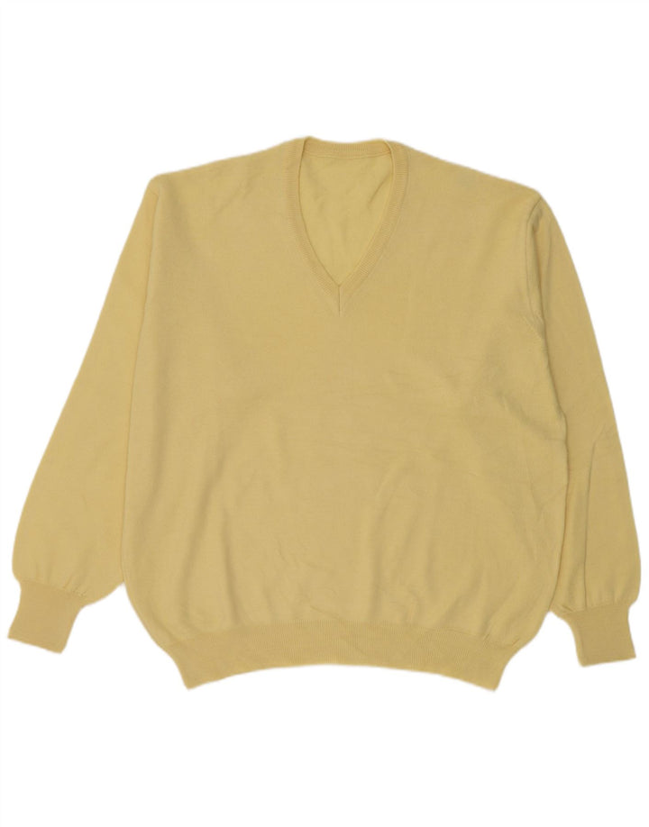 Vintage Herren V-Ausschnitt Pullover Pullover Groß Gelb