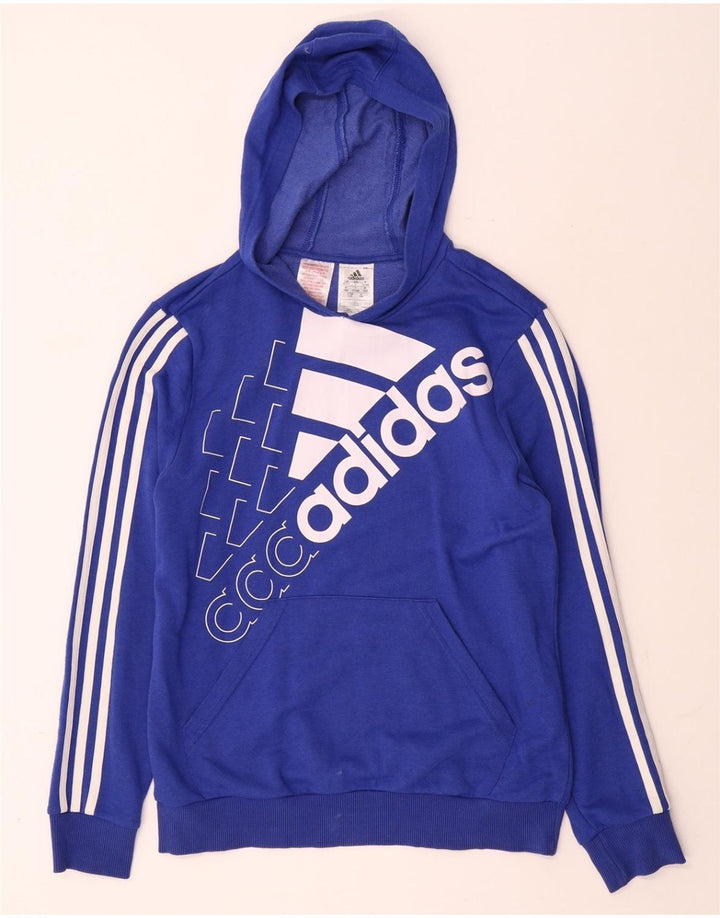 ADIDAS Kapuzenpullover mit Grafik für Jungen, 13–14 Jahre, blaue Baumwolle
