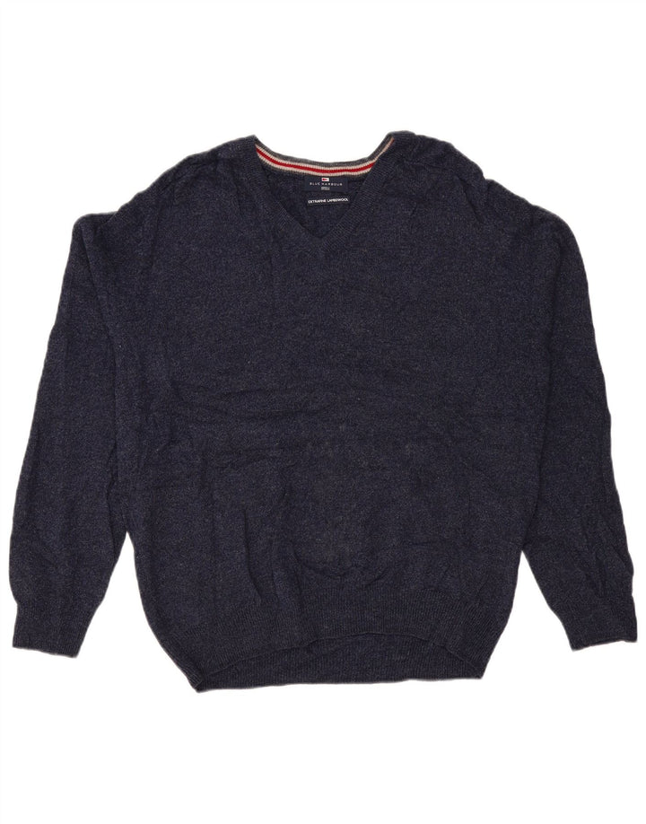 Marks & Spencer Herren Blue Harbour Pullover mit V-Ausschnitt, Größe L, Marineblau