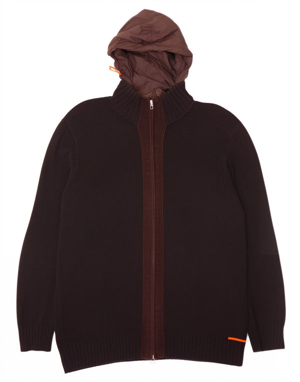 Hugo Boss Herren-Strickjacke mit Kapuze, 2XL, braune Baumwolle