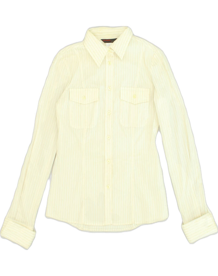 LIU JO Womens Shirt IT 42 Medium Off White Pinstripe Cotton | Vintage Liu Jo | Thrift | Second-Hand Liu Jo | Used Clothing | Messina Hembry 
