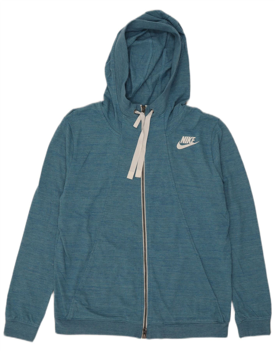 Nike Damen-Kapuzenpullover mit Reißverschluss, Gr. 14, groß, blau geflecktes Polyester