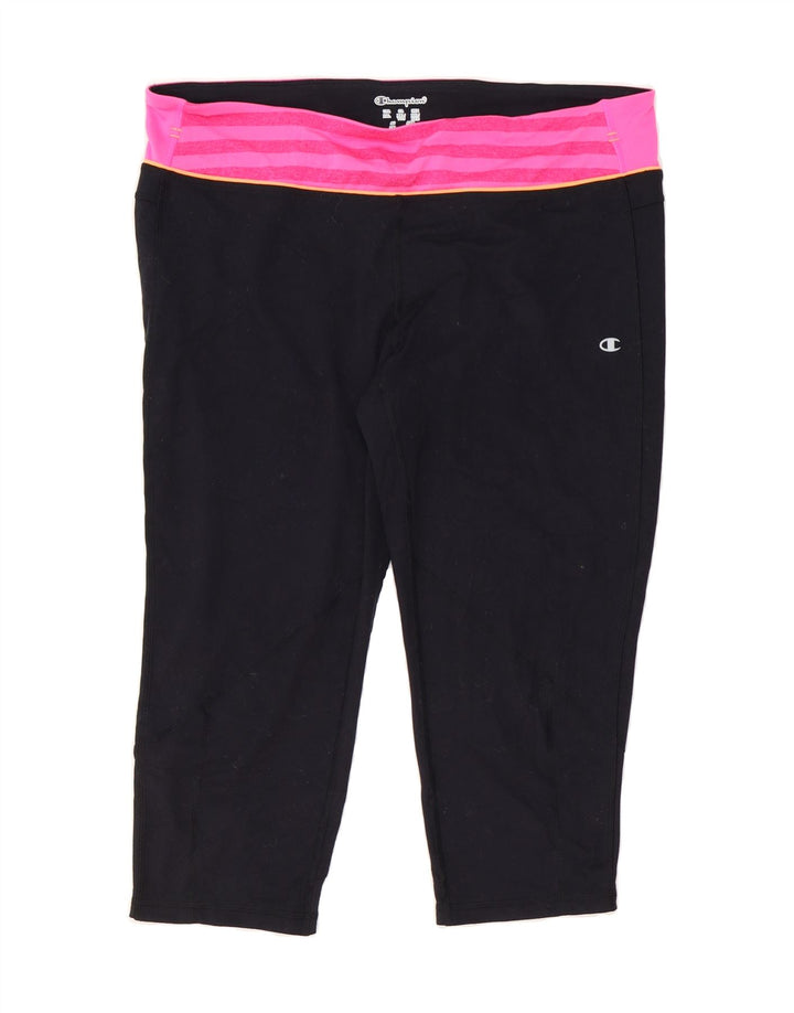 CHAMPION Womens Capri Leggings UK 20 2XL  Black Polyester Vintage Champion and Second-Hand Champion from Messina Hembry 