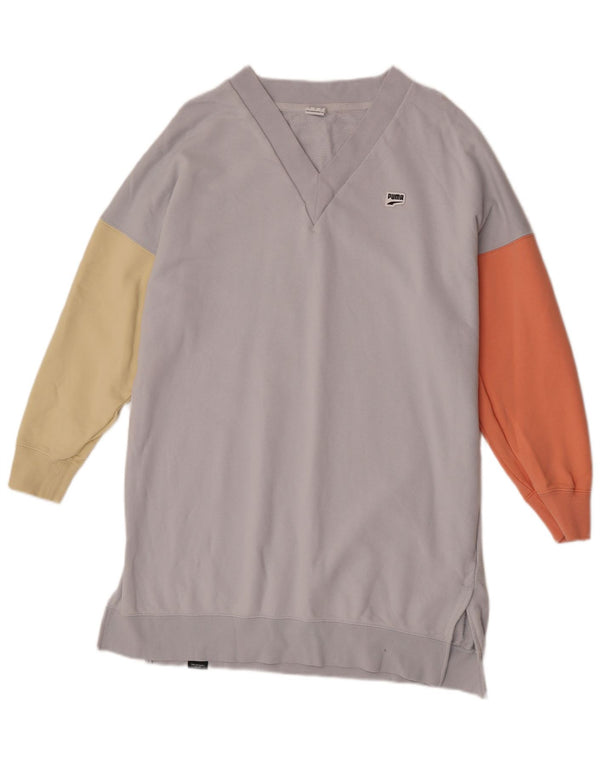 Puma Damen-Oversize-Sweatshirt-Pulloverkleid, Größe 44, groß, blau, Farbblock