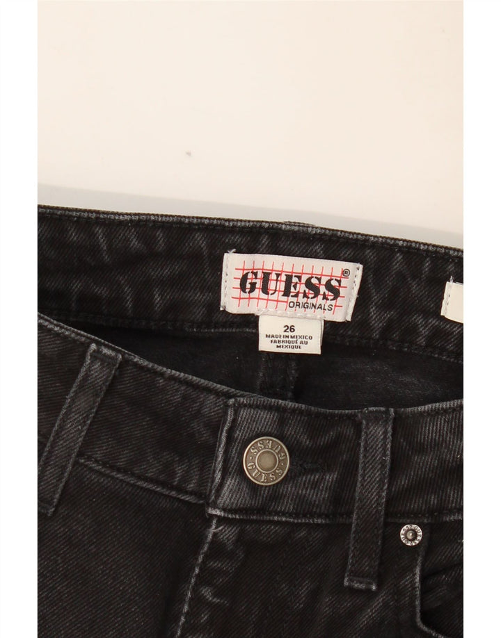 GUESS Damen High Rise Straight Jeans W26 L26 Schwarz