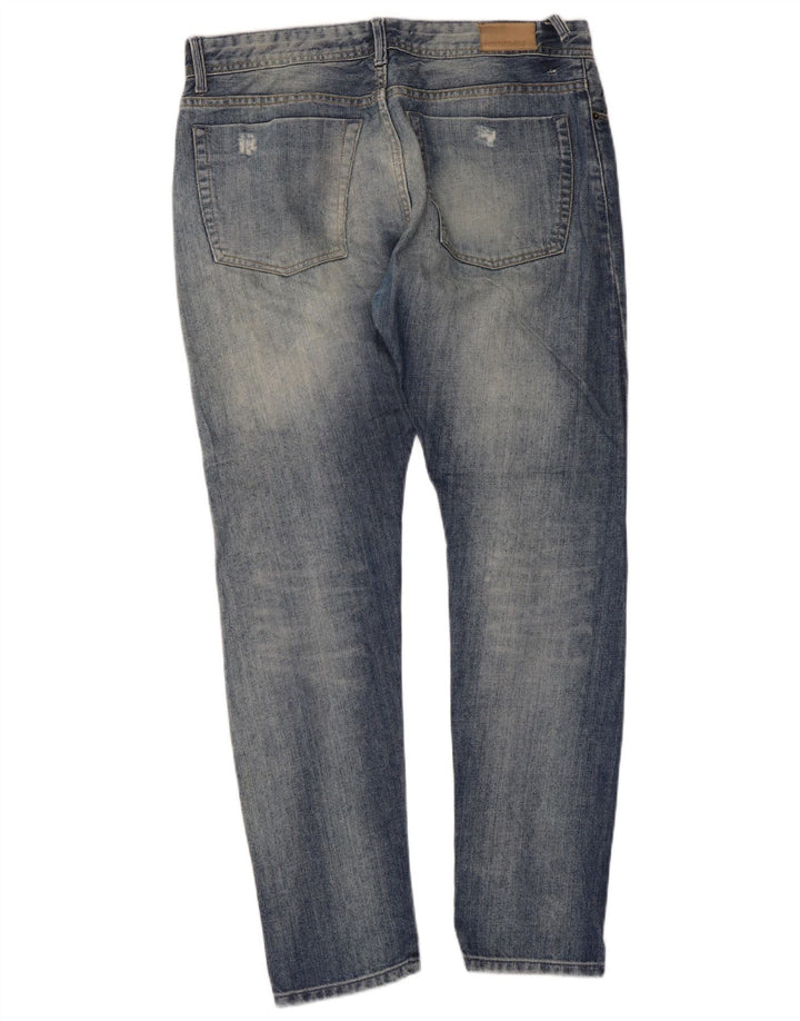 Zara Damen Distressed Slim Jeans EU 42 Large W32 L30 Blau
