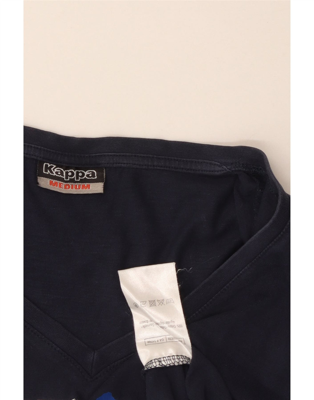 KAPPA Damen Grafik-T-Shirt-Oberteil UK 12 Medium Marineblau Baumwolle