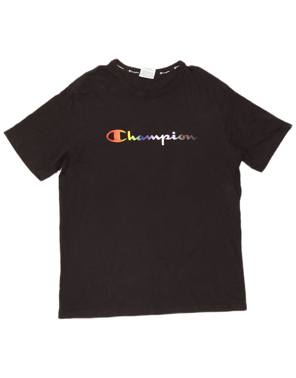 Champion Mens Graphic T-Shirt Top XL Black Cotton