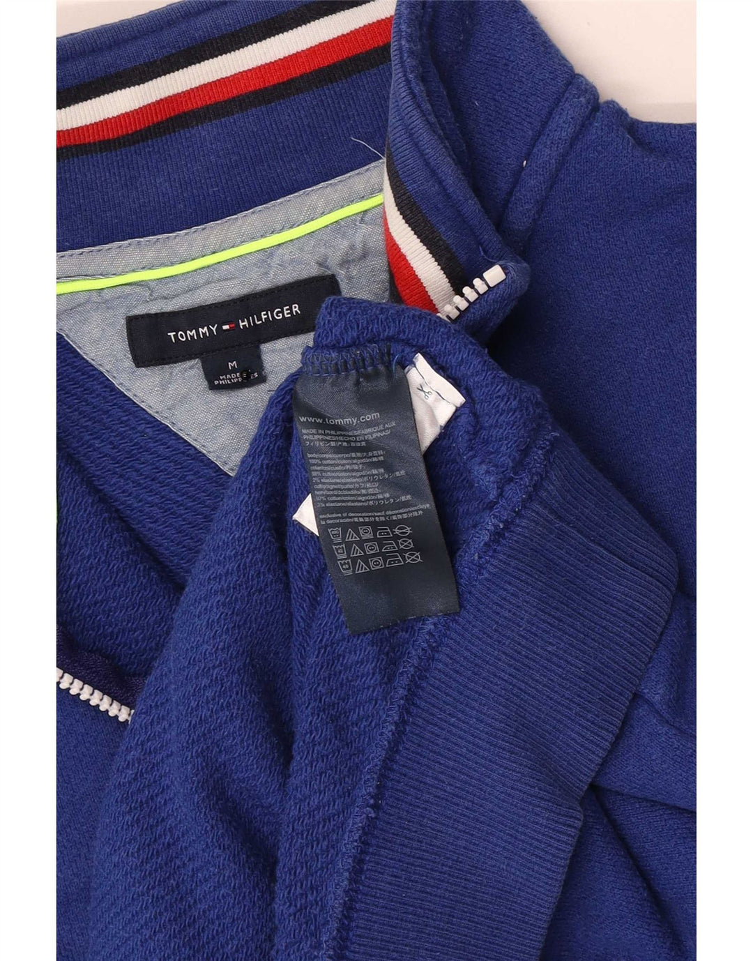 Tommy Hilfiger Herren-Sweatshirt mit Reißverschluss am Hals, mittelblaue Baumwolle