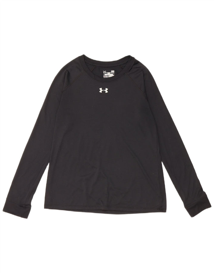 UNDER ARMOUR Damen Heat Gear Top Langarm UK 14 Medium Schwarz