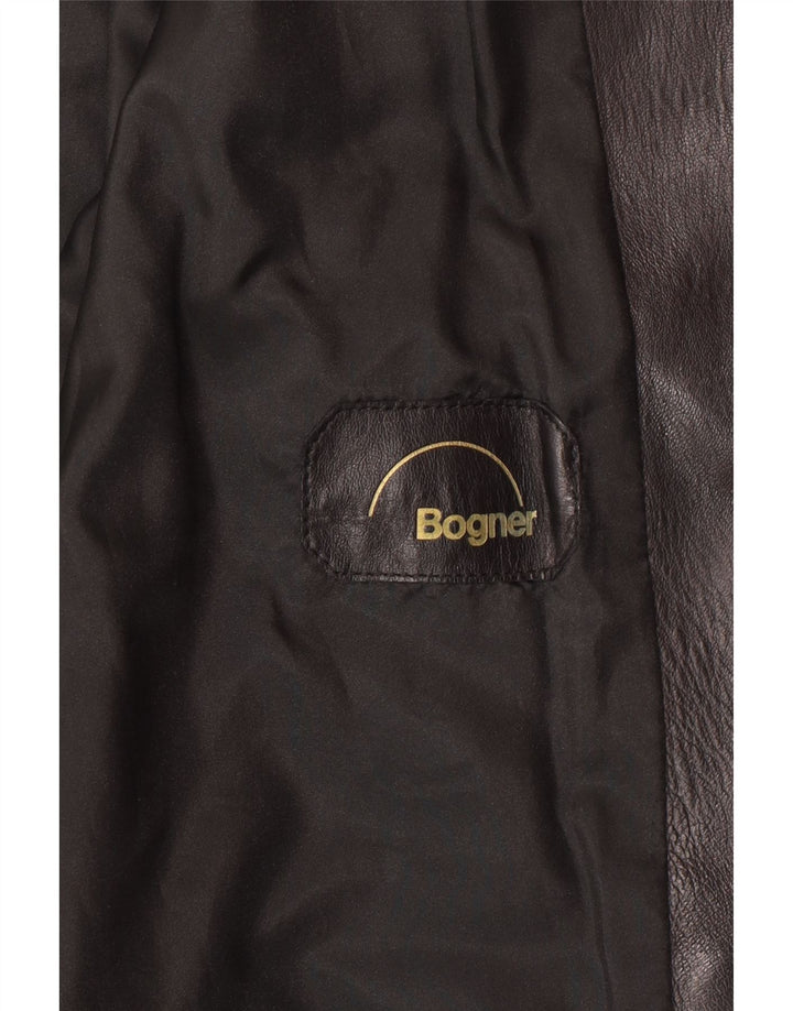 BOGNER Damen Crop Lederjacke UK 14 Medium Schwarz