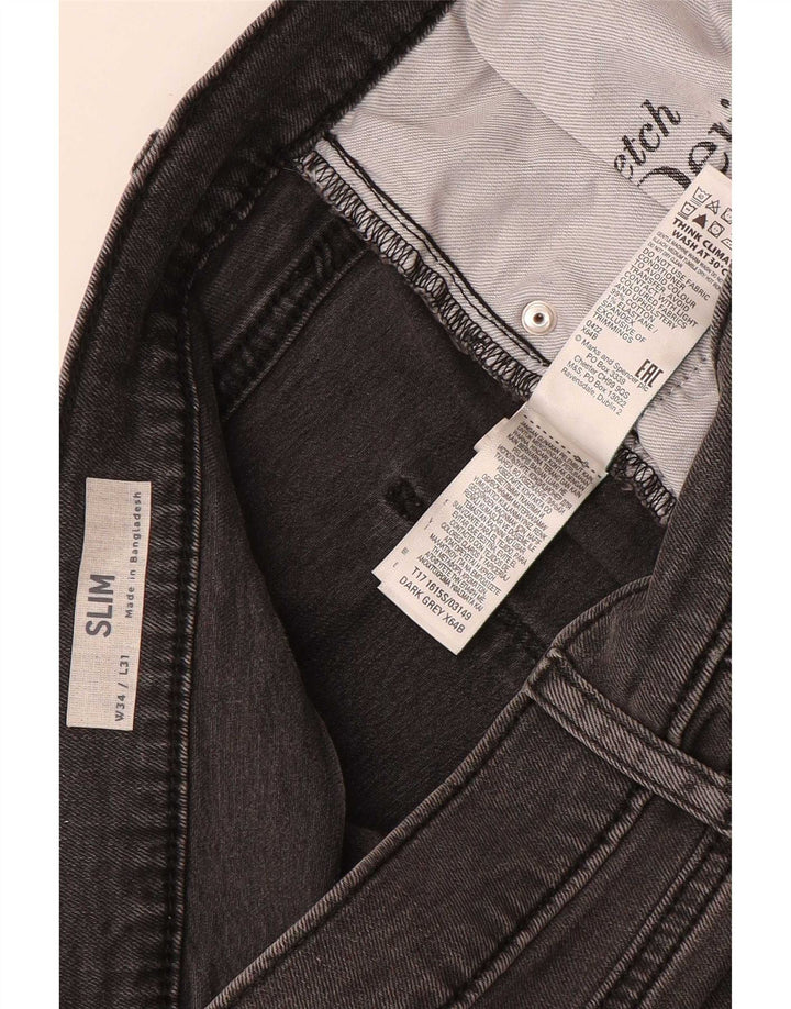 Marks & Spencer Herren Slim Jeans W34 L31 Graue Baumwolle
