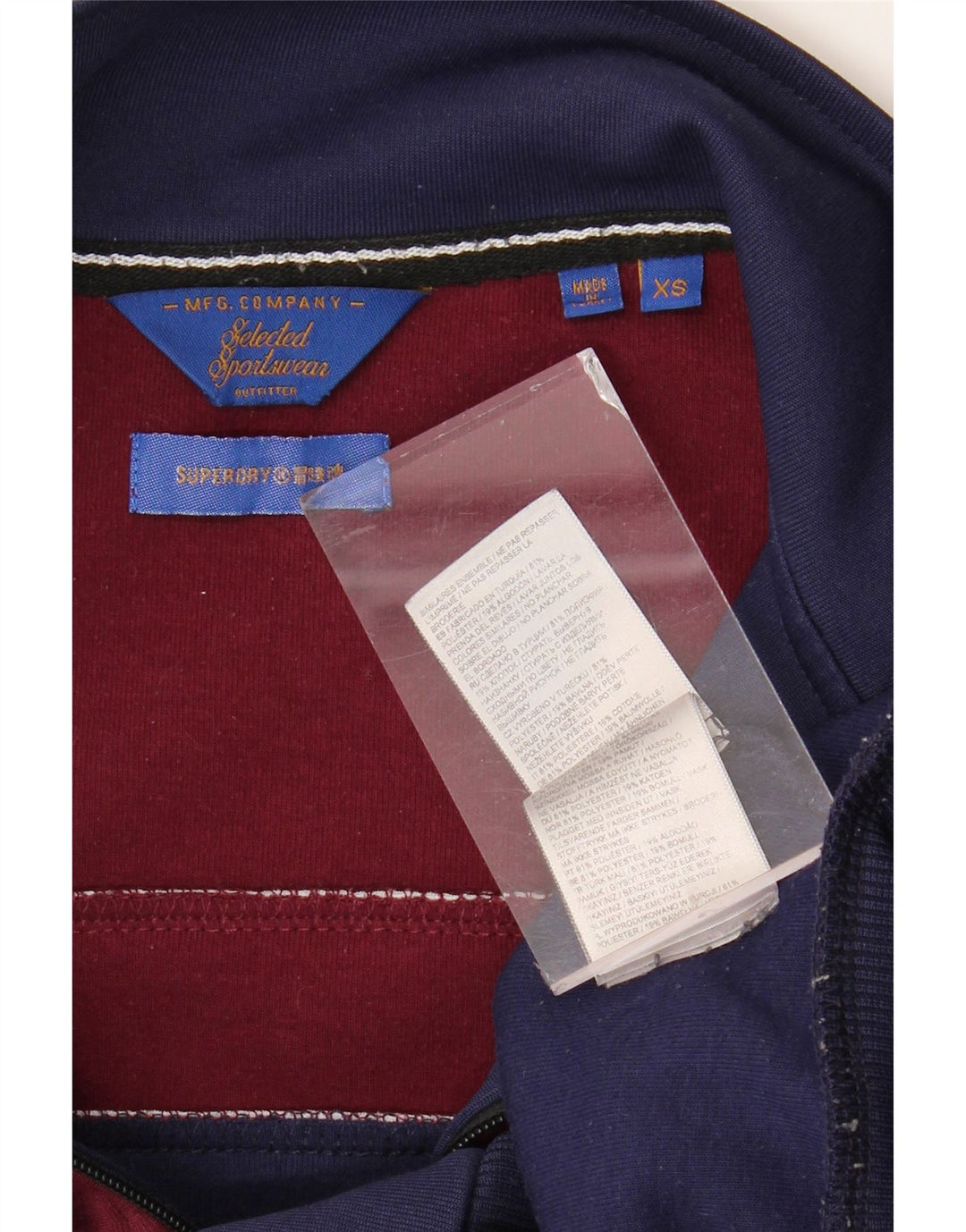 SUPERDRY Herren-Trainingsanzugoberteil, XS, Marineblau, Farbblock-Polyester