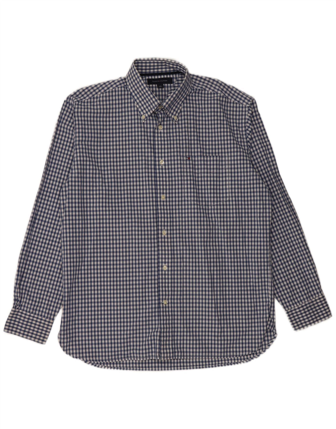 TOMMY HILFIGER Herrenhemd aus mittelblauer Gingham-Baumwolle