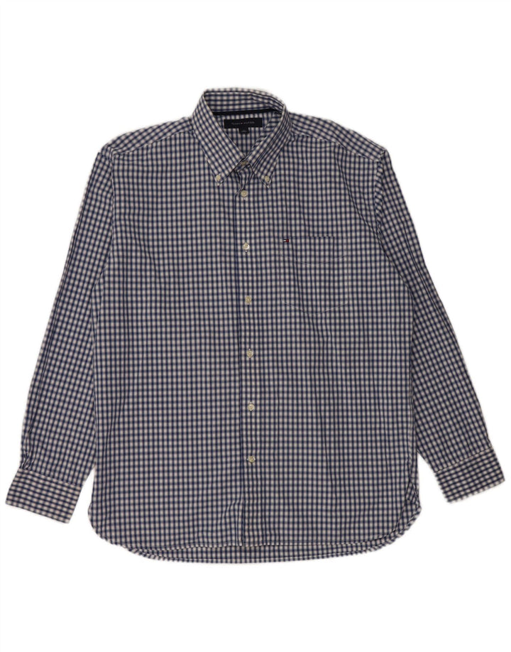 TOMMY HILFIGER Herrenhemd aus mittelblauer Gingham-Baumwolle