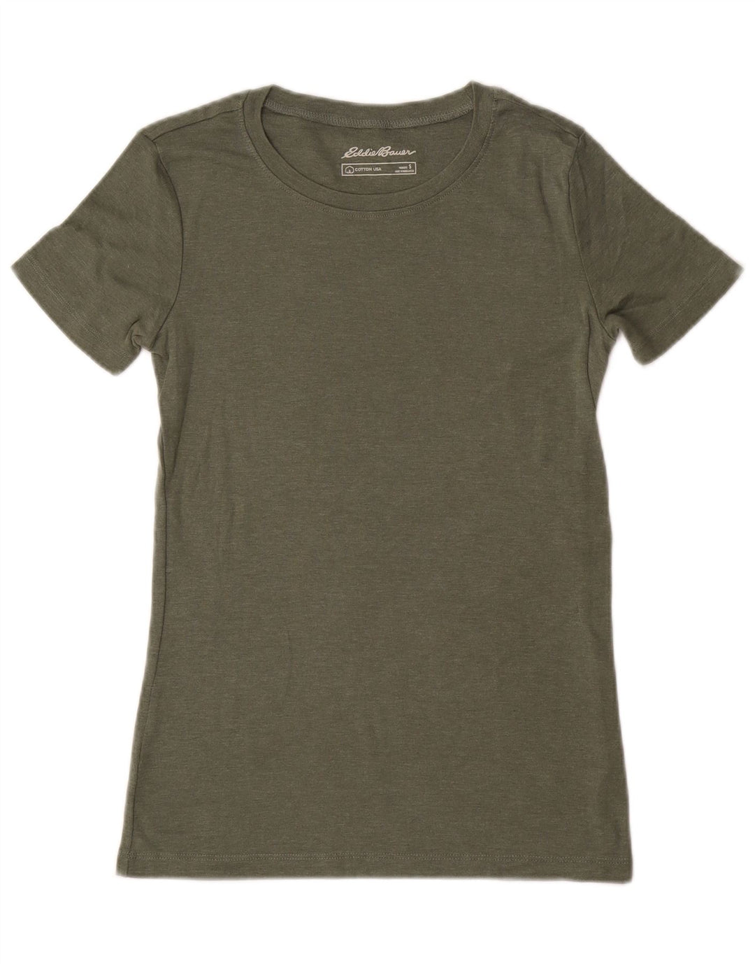 EDDIE BAUER Damen T-Shirt Top UK 10 Small Khaki Baumwolle