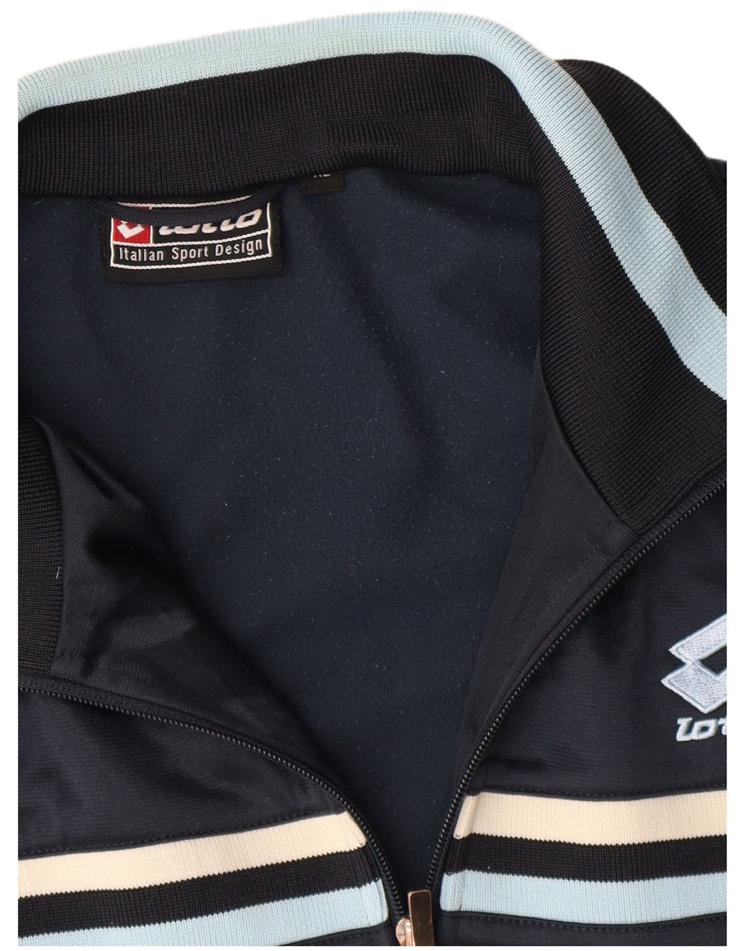 Lotto Damen-Trainingsanzug-Top-Jacke UK 18 XL Marineblau gestreift Polyester