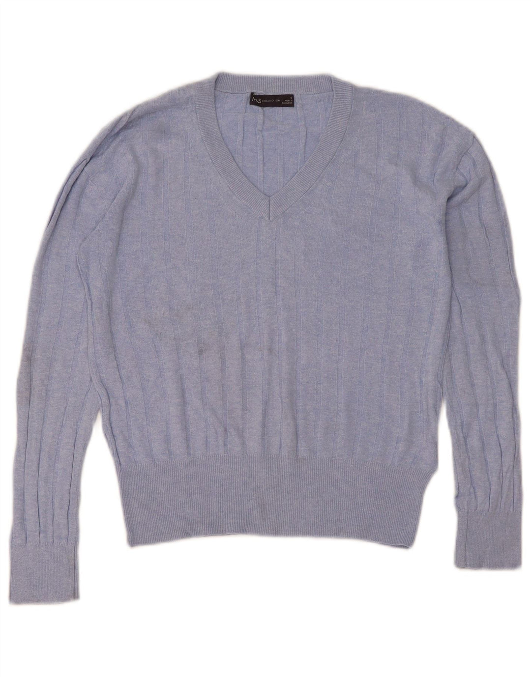 Marks & Spencer Damen-Pullover mit V-Ausschnitt, Gr. 10, Größe S, Blau