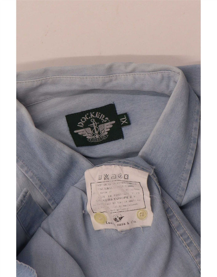 Dockers Herrenhemd XL, blaue Baumwolle