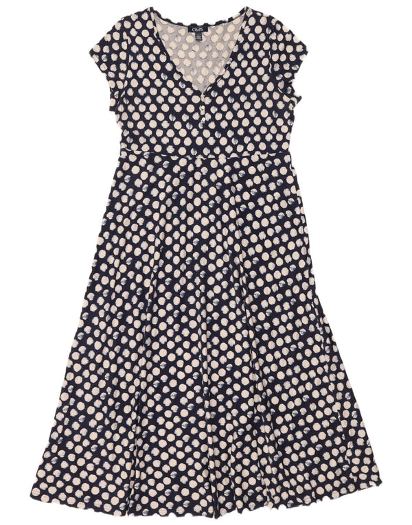 Chaps Damen Maxi-A-Linien-Kleid UK 18 XL Marineblau gepunktete Baumwolle