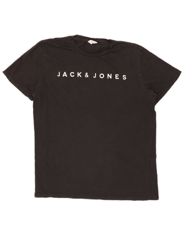 Jack & Jones Herren Grafik T-Shirt Top XL Schwarz Baumwolle