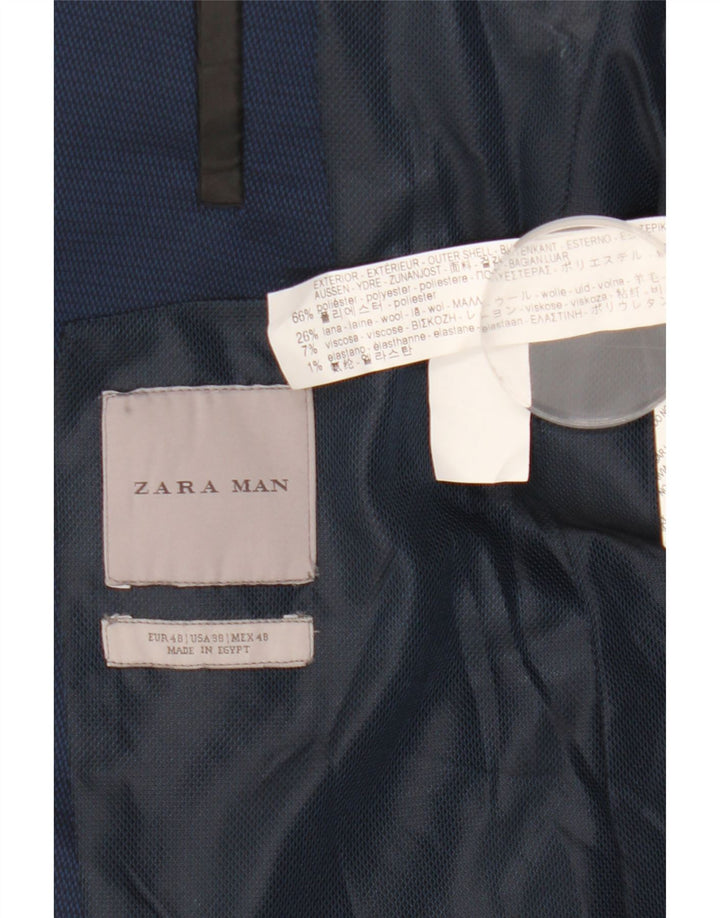 Zara Herren-Blazerjacke mit 2 Knöpfen, EU 48, Mittelmarineblau, Polyester