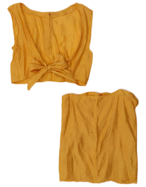 Vintage Damen Crop 2-teiliges Rockset UK 12 Medium W30 Gelb