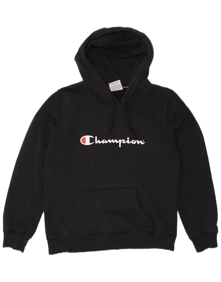 Champion Damen Graphic Hoodie Pullover UK 14 Medium Schwarz