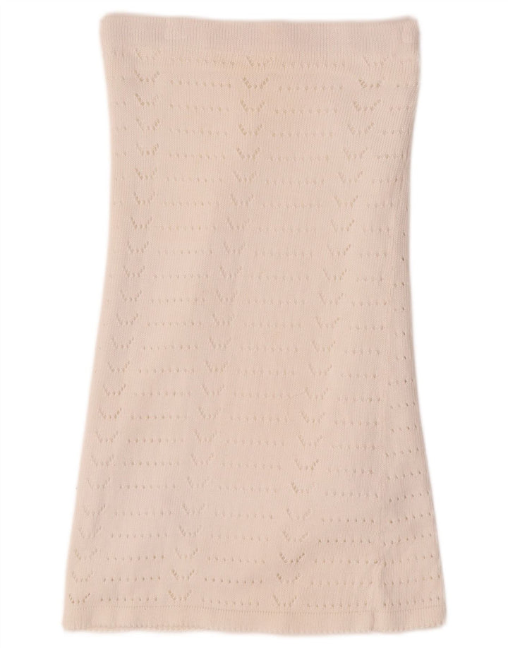 VINTAGE Damen Strick-A-Linien-Rock W28 Mittelweiß