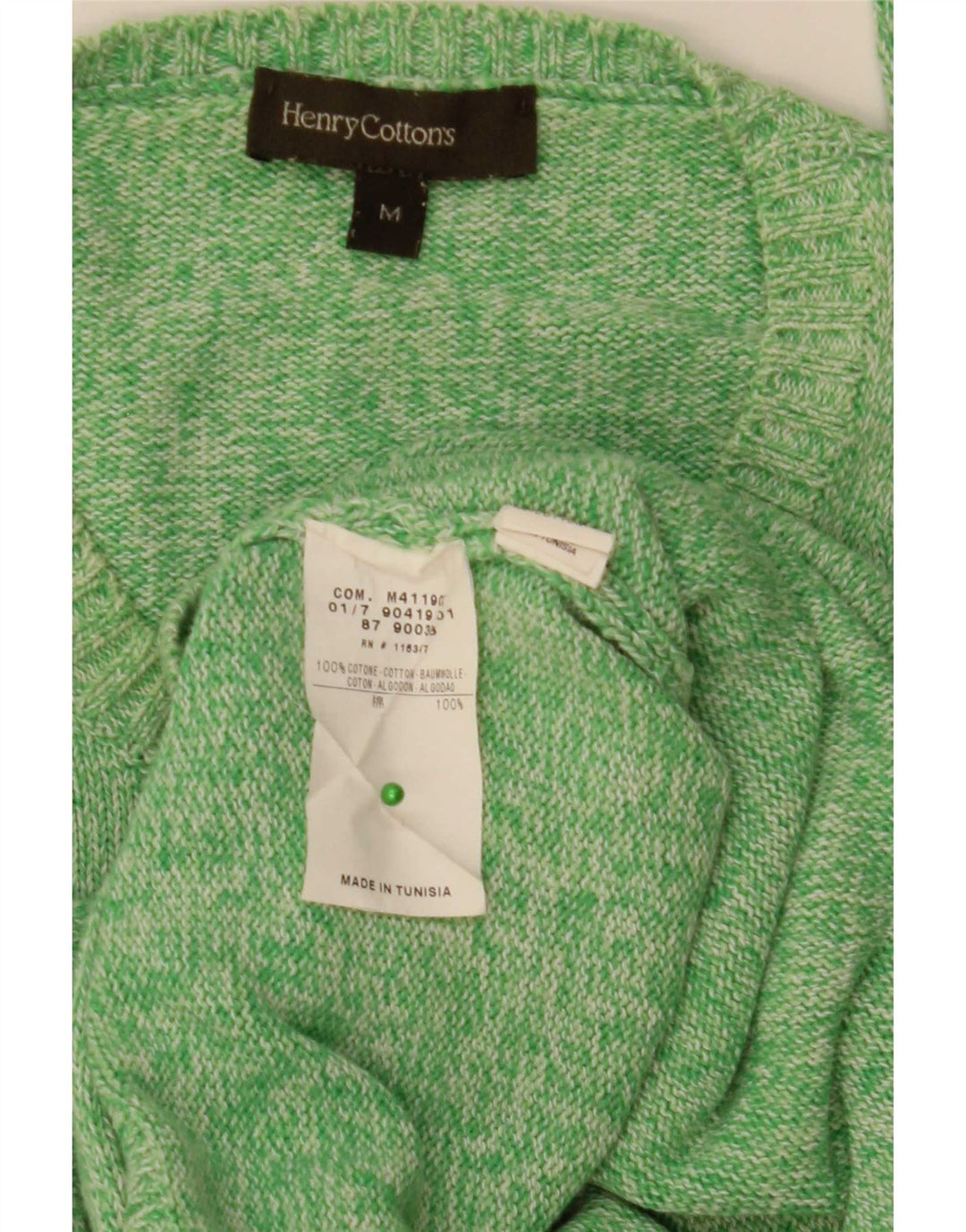 Henry Cottons Herren-Pullover mit Rundhalsausschnitt, mittelgrüne Baumwolle