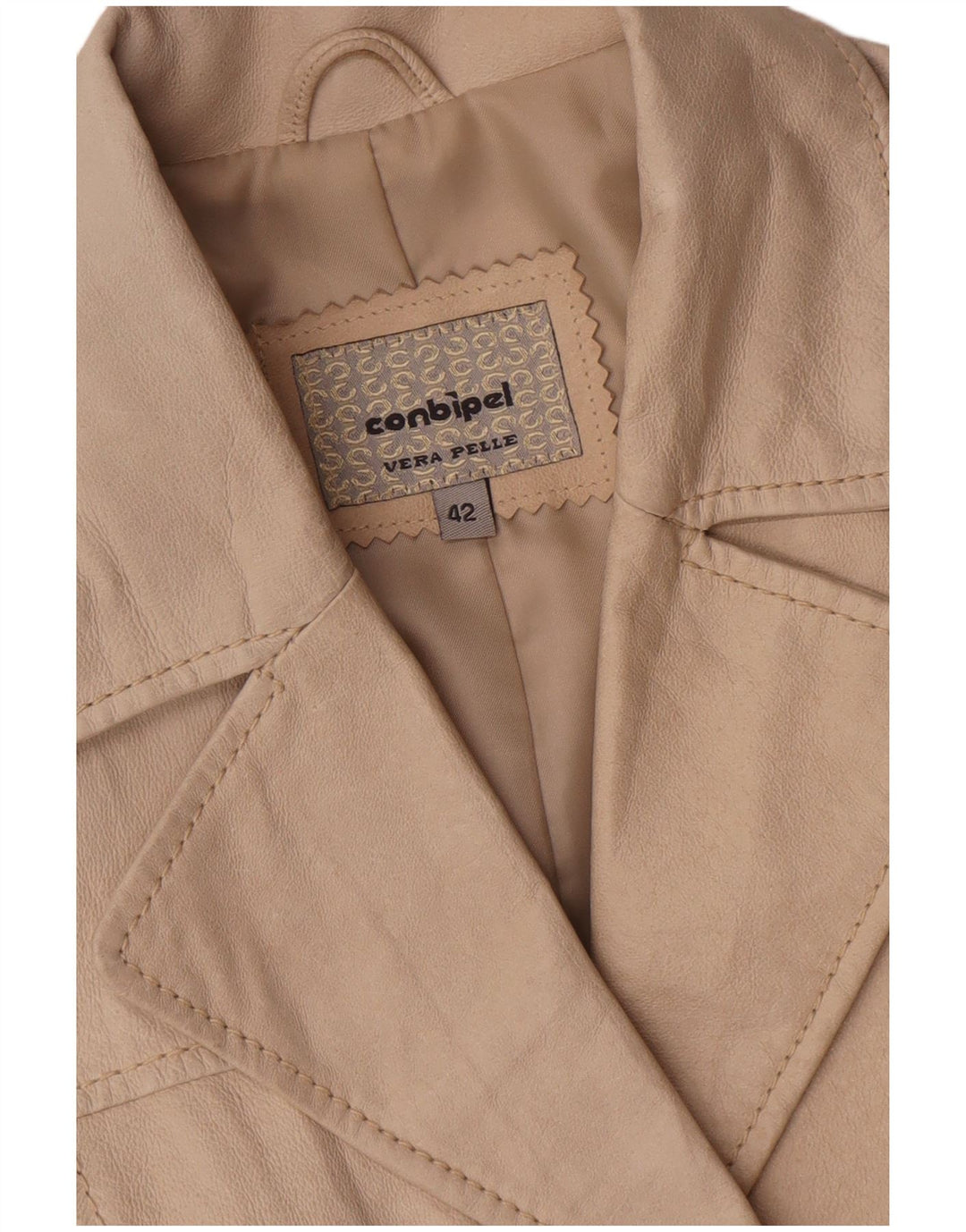Conbipel Damen Lederjacke IT 42 Medium Beige Leder
