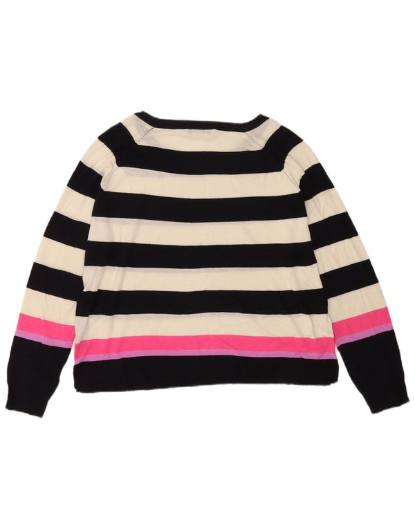 Zara Damen-Pullover mit U-Boot-Ausschnitt, UK 14, mittelweiß gestreifte Viskose