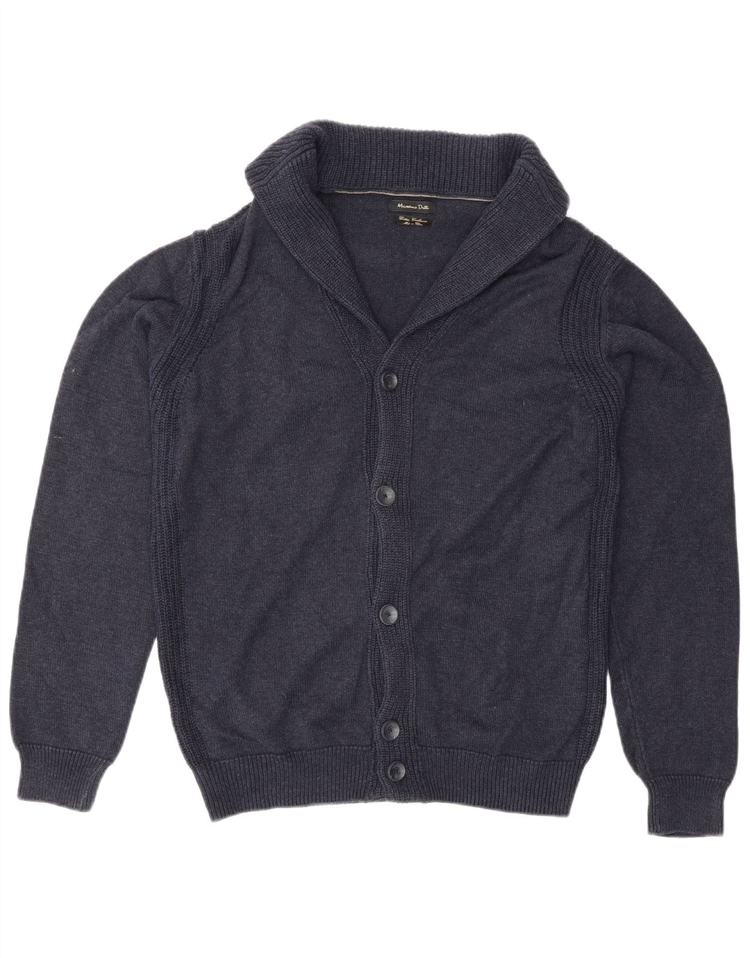Massimo Dutti Herren-Strickjacke aus mittelblauer Baumwolle