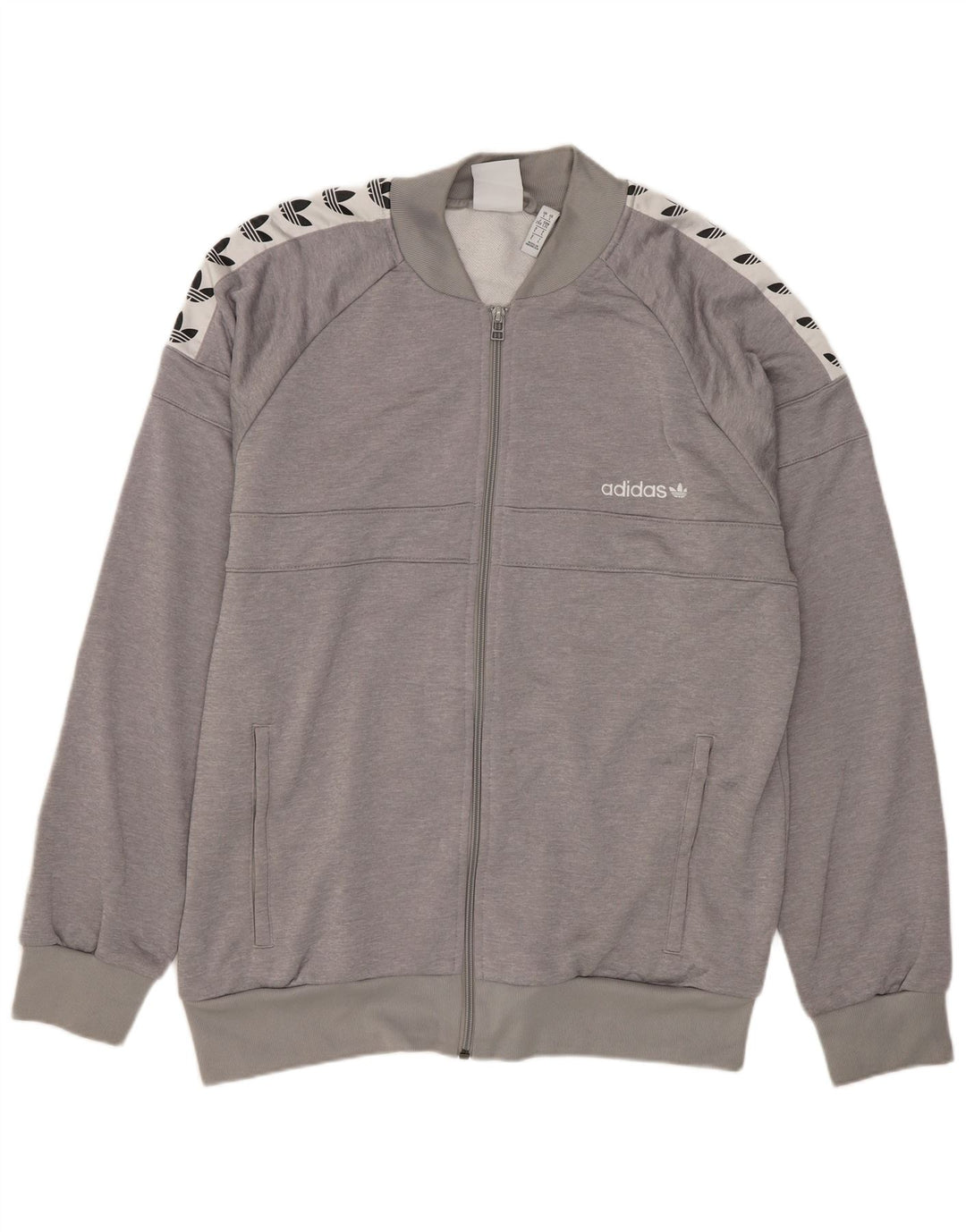 ADIDAS Herren-Trainingsanzug mit grafischem Oberteil, großes graues Farbblock-Polyester